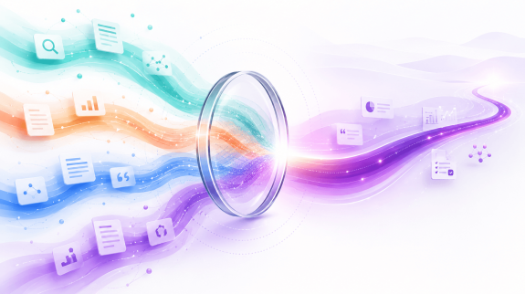 AI Research Tools Data streams converging into innovation